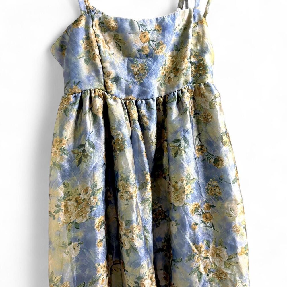 Midi Floral Babydoll Dress with puff | Extra Small - Picture 3 of 8